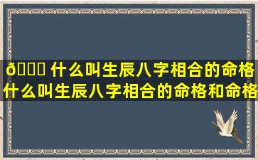 🍀 什么叫生辰八字相合的命格（什么叫生辰八字相合的命格和命格）